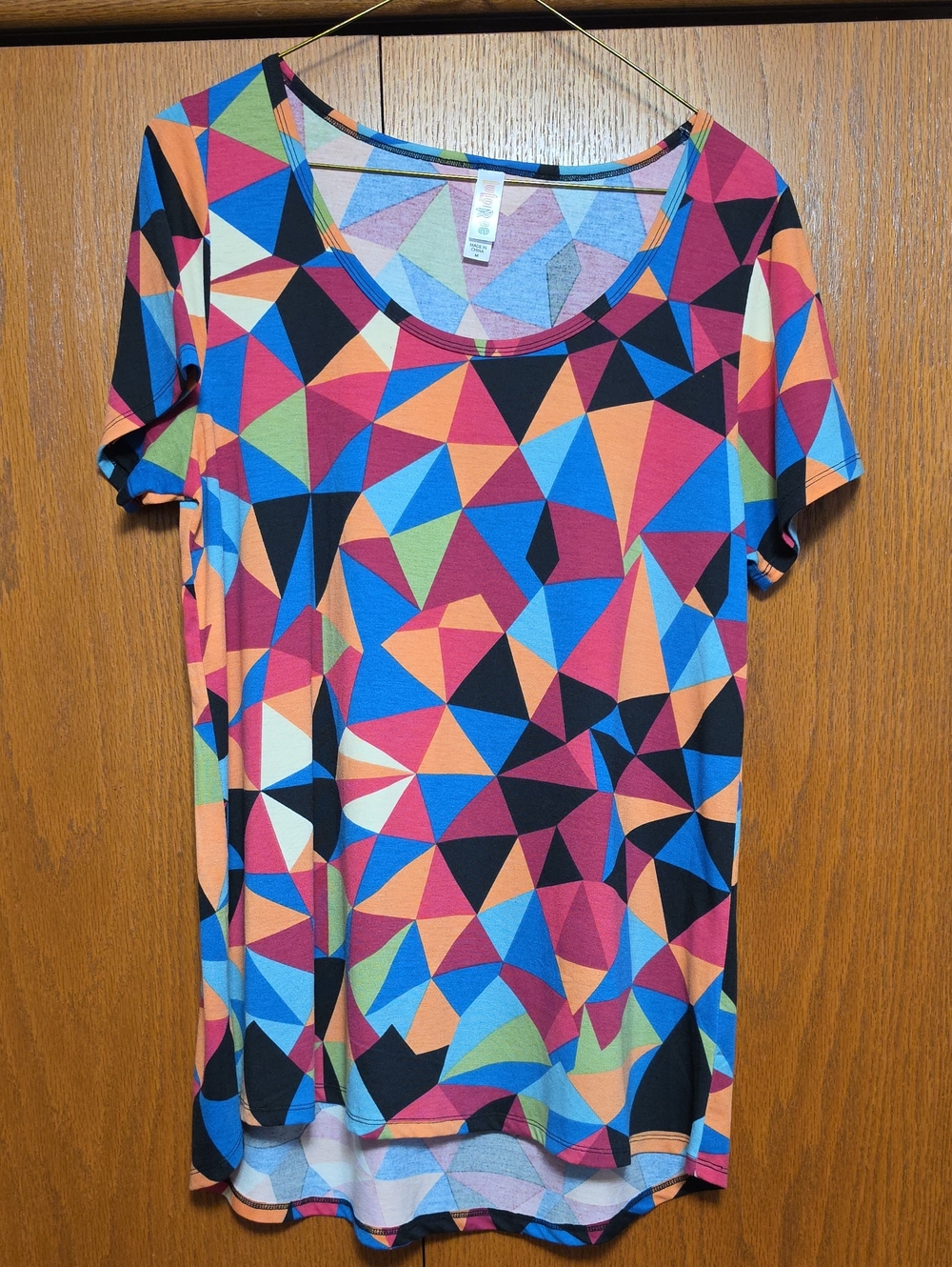 LuLaRoe Multicolor Geometric Scoop Neck Tee